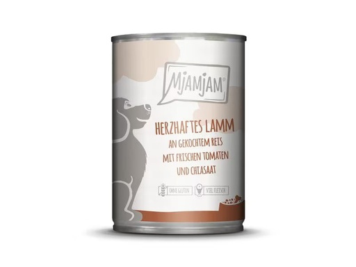 [90321185 1632342] Mjamjam Nassfutter Lamm mit Reis und Tomaten, 400 g
