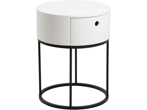 [90321365 1632499] AC Design Nachttisch Polo Ø 40 x 51 cm, Schwarz/Weiss