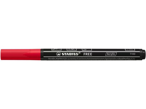 [90321608 1632588] STABILO Acrylmarker Free Acrylic T100 Karmin