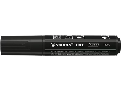 [90321664 1632617] STABILO Acrylmarker Free Acrylic T800C Schwarz