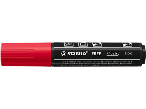 [90321677 1632618] STABILO Acrylmarker Free Acrylic T800C Karmin
