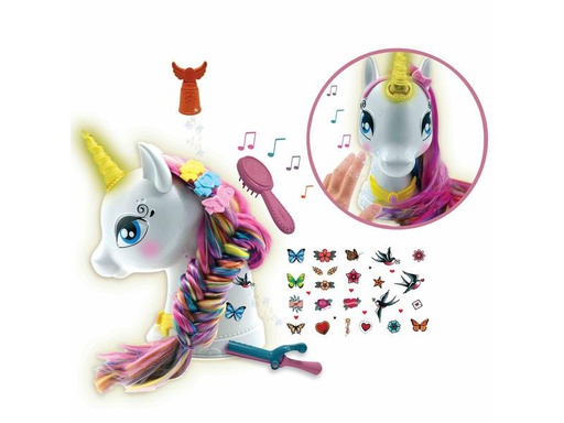 [90321771 1637192] Lexibook Einhorn Frisierkopf mit Musik und Zubehör