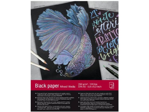 [90321865 1632706] Tombow Zeichenblock Black Paper A5