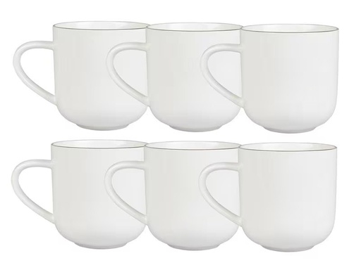[90321909 1574308] FURBER Tasse 400 ml, 6 Stück, Weiss/Gold