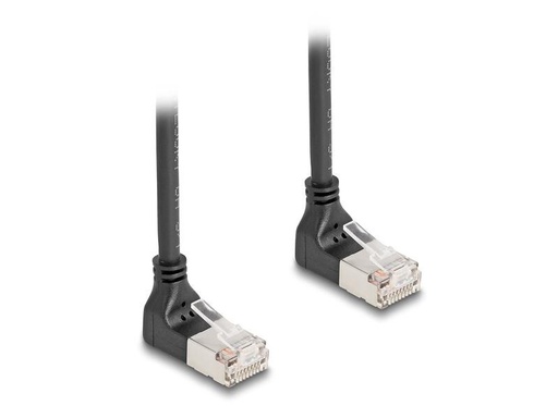 [90321989 1637418] Delock Patchkabel 90° oben gewinkelt Cat 6A, S/FTP, 1 m, Schwarz