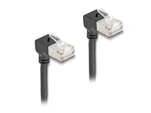 [90322092 1637422] Delock Patchkabel 90° gewinkelt Cat 6A, S/FTP, 0.25 m, Schwarz