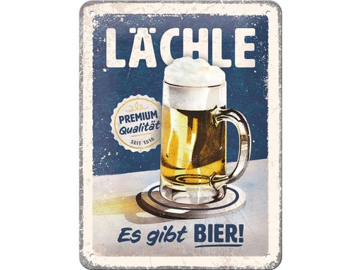 [90322156 1637979] Nostalgic Art Schild Lächle...es gibt Bier 15 x 20 cm, Metall