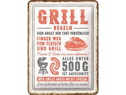[90322160 1637972] Nostalgic Art Schild Grill-Regeln 15 x 20 cm, Metall