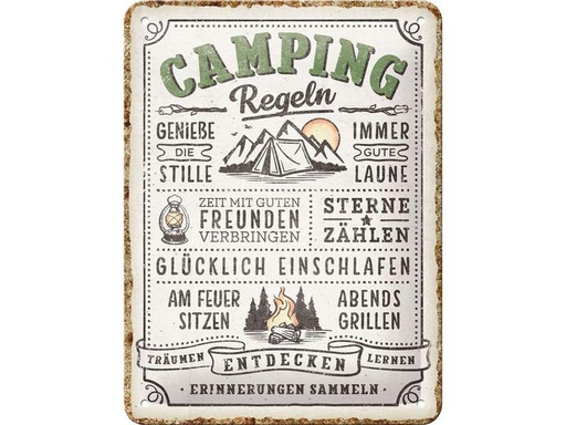 [90322181 1637971] Nostalgic Art Schild Camping-Regeln 15 x 20 cm, Metall