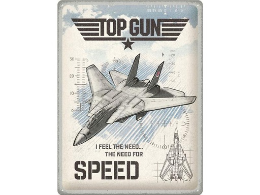 [90322190 1637962] Nostalgic Art Schild Top Gun Jet 30 x 40 cm, Metall
