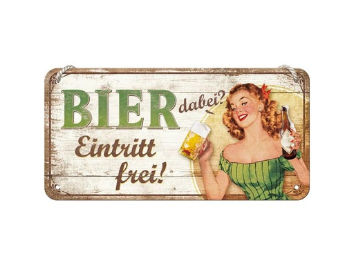 [90322231 1637986] Nostalgic Art Schild Bier dabei Eintritt frei 15 x 20 cm, Metall