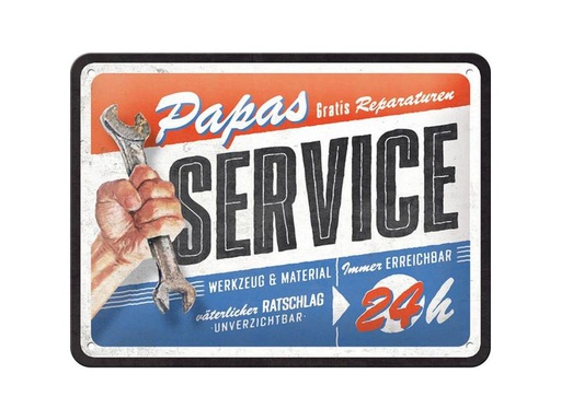 [90322256 1637969] Nostalgic Art Schild Papas Service 15 x 20 cm, Metall