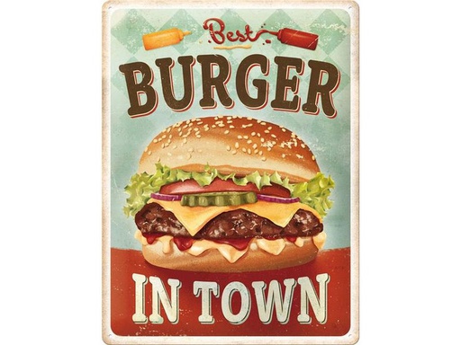 [90322260 1637965] Nostalgic Art Schild Best Burger in Town 30 x 40 cm, Metall