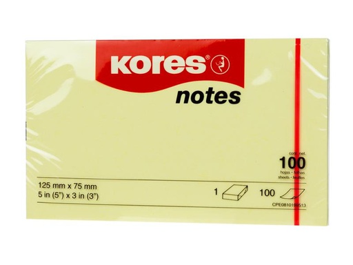 [90322296 1627154] Kores Notizzettel 12575, 12.5 x 7.5 cm, 12 Blöcke, Gelb