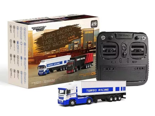 [90323377 1641382] Turbo Racing Lastwagen C50 mit Anhänger Weiss, 1:76, RTR