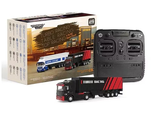[90323464 1641381] Turbo Racing Lastwagen C50 mit Anhänger Schwarz, 1:76, RTR