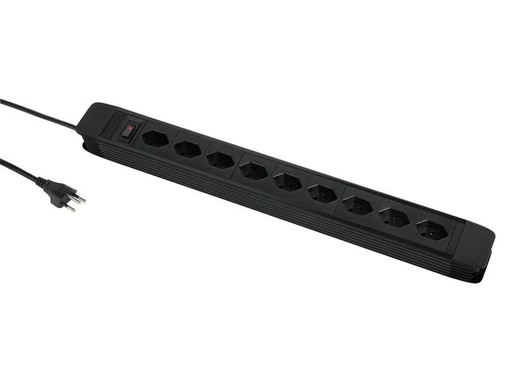 [90323567 1644400] Schönenberger Steckdosenleiste 9 x T13 horizontal 5 m, Schwarz