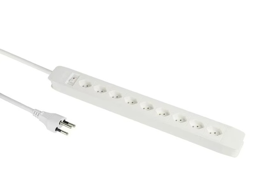 [90323568 1644399] Schönenberger Steckdosenleiste 9 x T13 horizontal 5 m, Weiss