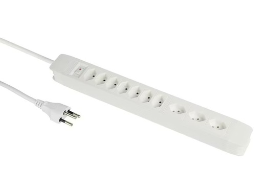 [90323594 1644397] Schönenberger Steckdosenleiste 3 x horizontal / 7 x vertikal 5 m, Weiss