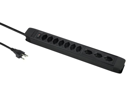 [90323668 1644398] Schönenberger Steckdosenleiste 3 x horizontal / 7 x vertikal 5 m, Schwarz