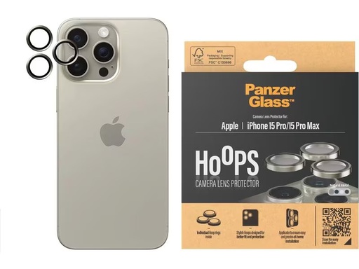 [90323795 1632217] Panzerglass Lens Protector Rings HOOPS iPhone 15 Pro / 15 Pro Max Grau