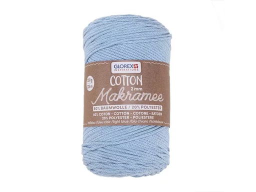 [90324209 1645202] Glorex Wolle Makramee Cotton 225m x 2 mm, 250g, Hellblau