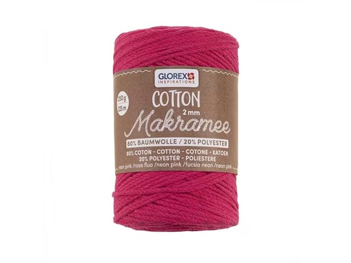 [90324270 1645205] Glorex Wolle Makramee Cotton 225m x 2 mm, 250g, Neonpink