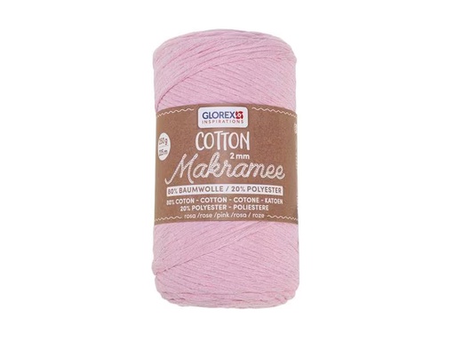 [90324377 1645199] Glorex Wolle Makramee Cotton 225m x 2 mm, 250g, Rose