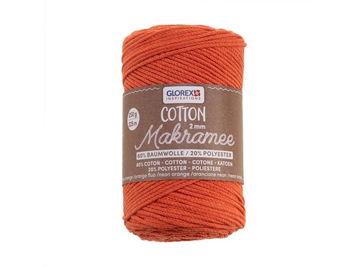 [90324427 1645204] Glorex Wolle Makramee Cotton 225m x 2 mm, 250g, Neonorange