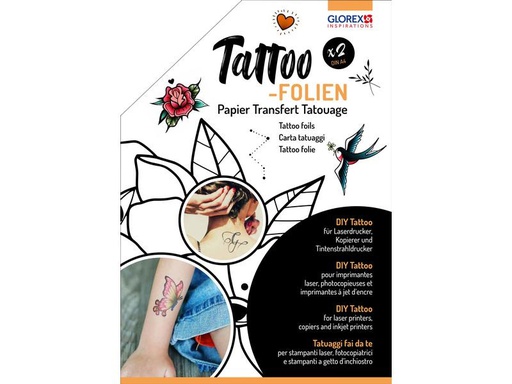 [90324470 1645208] Glorex Tattoopapier Tattoo-Folie A4, 2 Stück