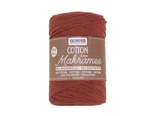 [90324481 1645201] Glorex Wolle Makramee Cotton 225m x 2 mm, 250g, Terracotta