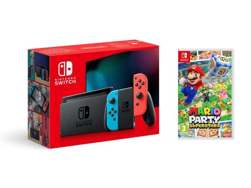 [90325078 1650262] Nintendo Switch Rot/Blau inklusive Mario Party Superstars