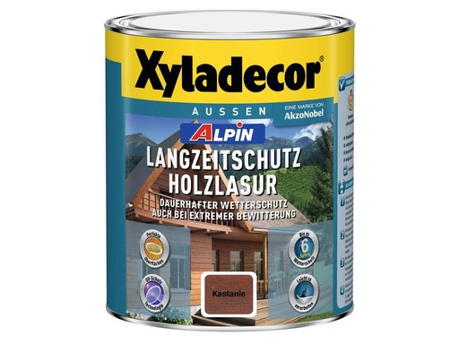 [90325536 1492987] Xyladecor Holzlasur Alpin Langzeitschutz, Kastanie, 1 L