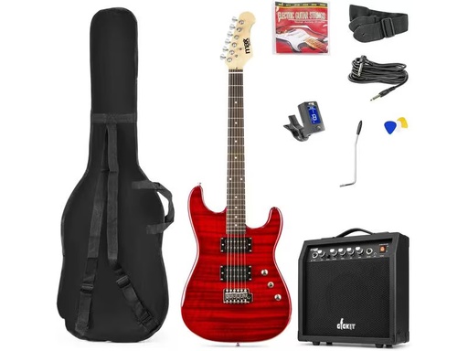 [90325806 1652063] MAX E-Gitarre GigKit Quilted Style Rot