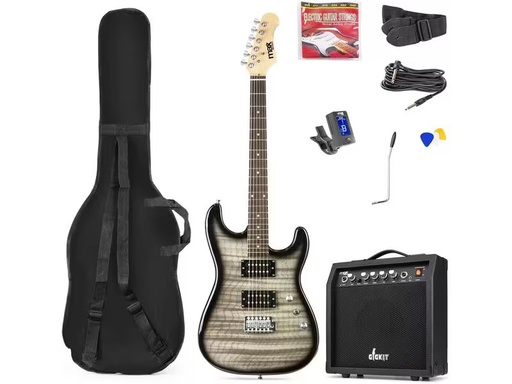 [90326003 1652062] MAX E-Gitarre GigKit Quilted Style Schwarz