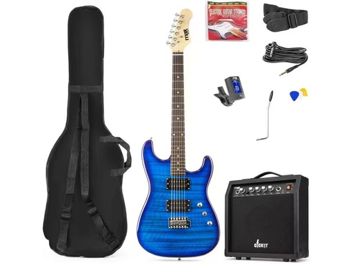 [90326022 1652064] MAX E-Gitarre GigKit Quilted Style Blau