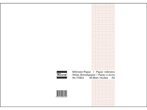 [90052730 1211638] Favorit Notizblock 42 x 29.7 cm, 50 Blatt, Weiss/Braun