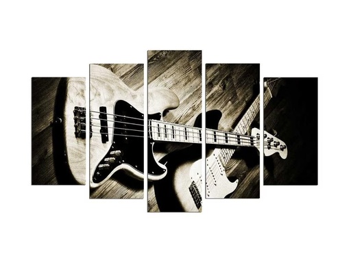 [90326042 1642148] Wallxpert Bild Gitarre 5 Teile, 110 x 60 cm