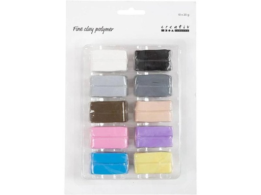 [90326541 1644303] Creativ Company Modellierton Fine Clay 10 x 20 g, Pastellfarben