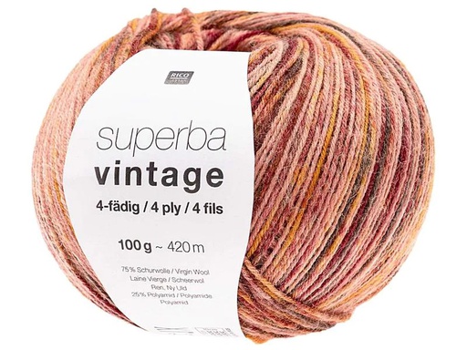 [90052847 1156841] Rico Design Wolle Soft Vintage für Socken 4-fädig, 100 g, Lachs