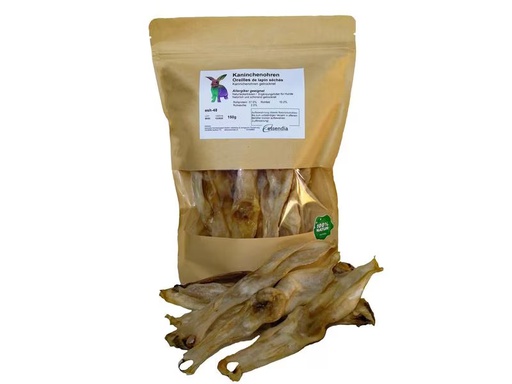 [90327402 1649138] essendia Kausnack Kaninchenohren ohne Fell, 150 g