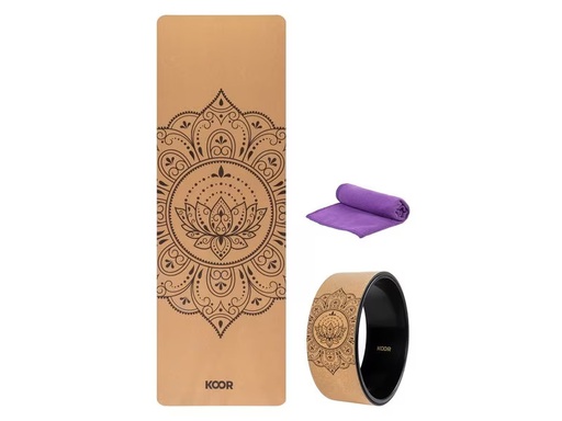 [90327450 1576843] KOOR Yoga-Set 3-teilig, Kork