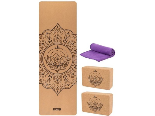 [90327455 1576842] KOOR Yoga-Set 4-teilig, Kork