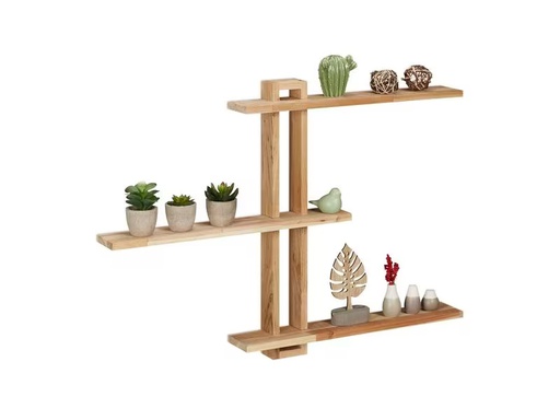 [90328307 1656982] relaxdays Wandregal mit 3 Ablagen 56 x 80 x 9 cm, Nature