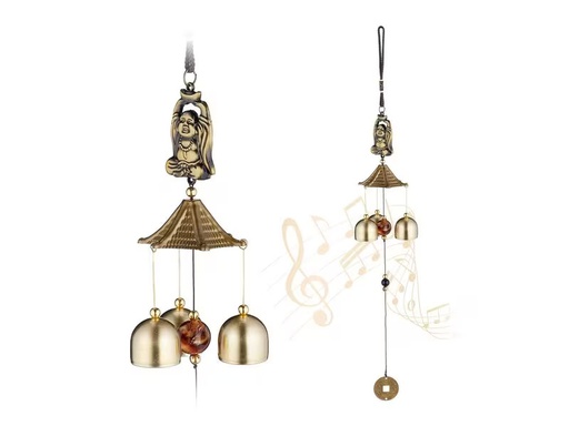 [90328388 1657004] relaxdays Windspiel Buddha 2 Stück, Gold