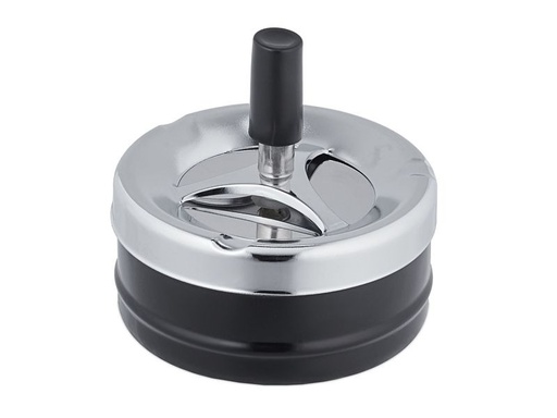 [90328417 1656984] relaxdays Aschenbecher mit Drehdeckel Schwarz/Silber