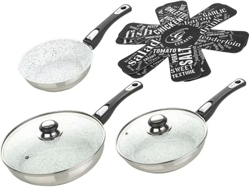 [90328482 1652077] Genius Pfannen-Set Genius Cerafit Mont Blanc 20 cm/24 cm/28 cm