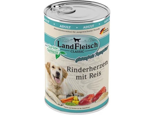 [90328548 1653805] LandFleisch Nassfutter Classic Rinderherzen mit Reis, 400 g
