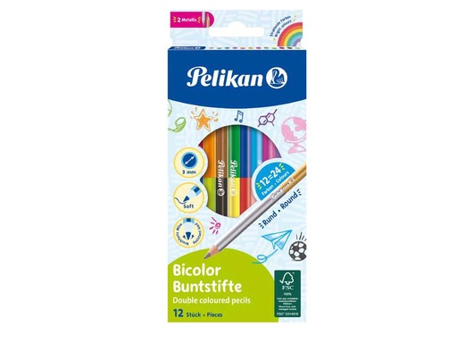 [90053060 889108] Pelikan Farbstifte Bicolor 12er-Set mir 24 Farben