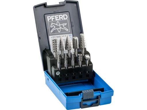 [90329801 1639585] Pferd HSS-Frässtifte-Set 81, 10-tlg. Zahnung 3 Schaft-Ø 6 mm